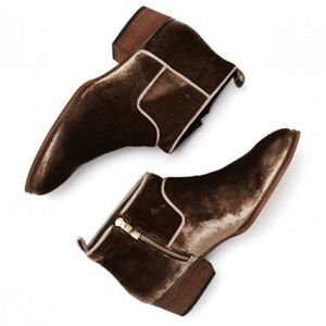 Sixty Seven 67 Anthropologie ankle boots gold/brown velvet Sz 8